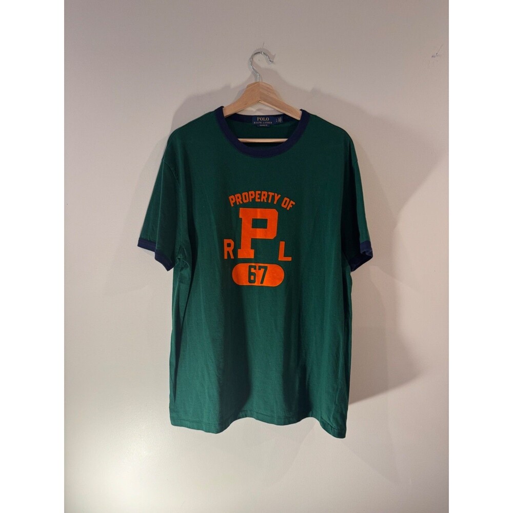 Polo Ralph Lauren Shirt Men L Green Classic Fit Crew Short Sleeve Green Property